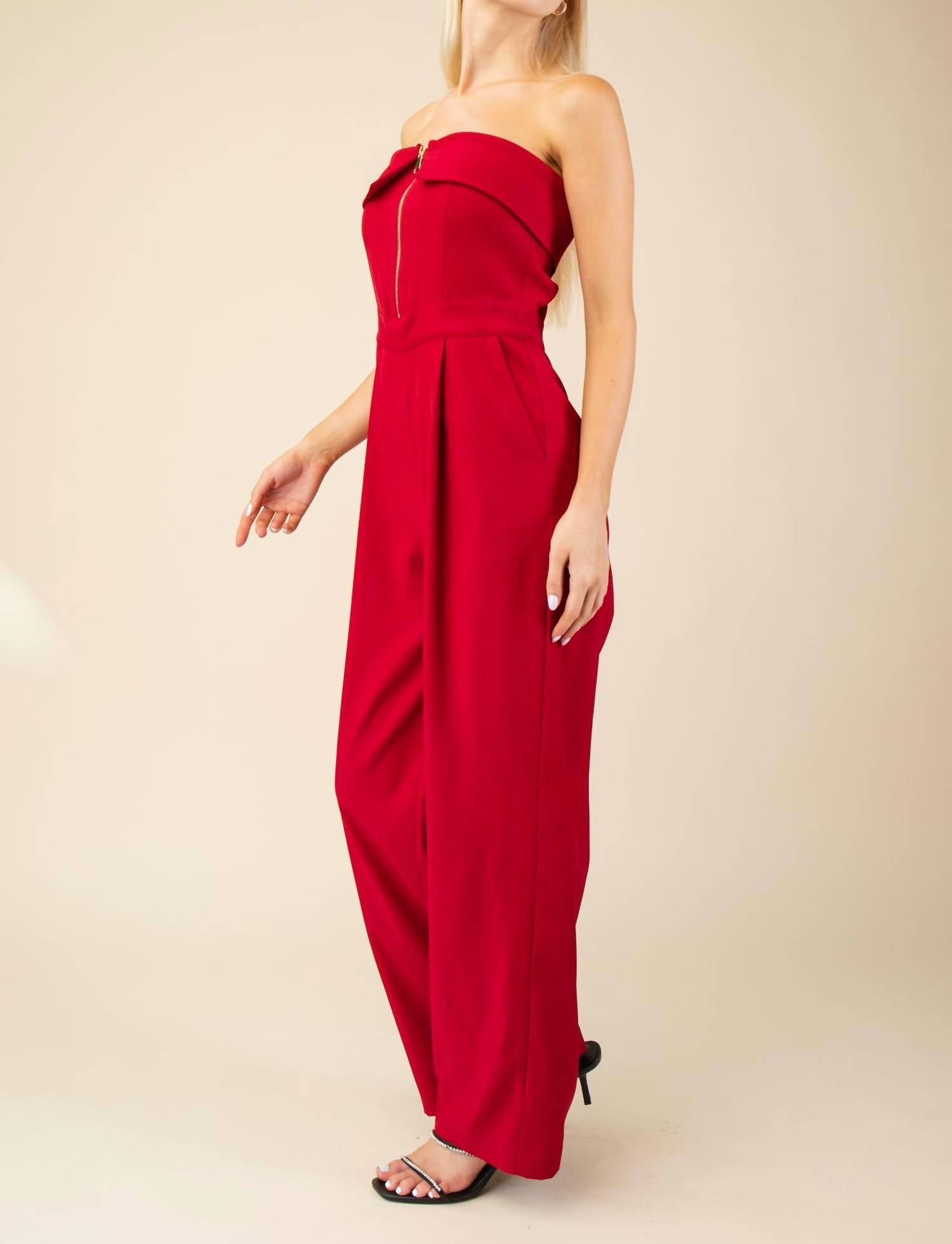 Glam - Zippered Wide Leg Jumpsuit