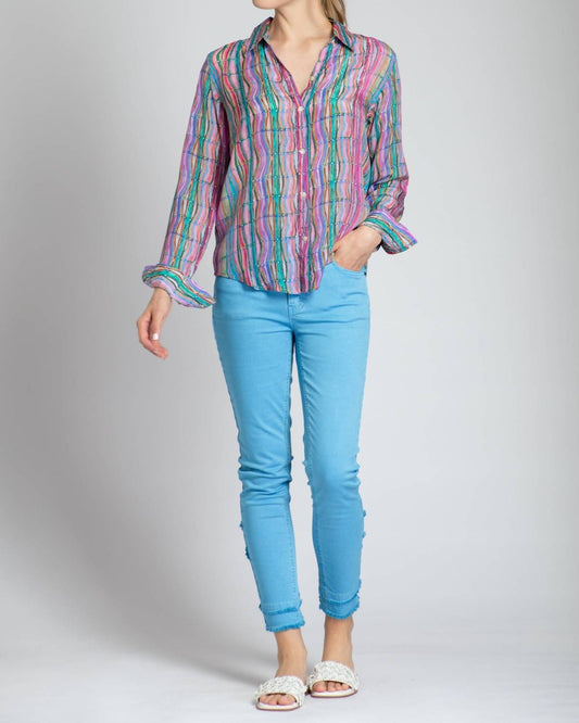 Apny - WAVES AND STRIPES BUTTONDOWN BLOUSE