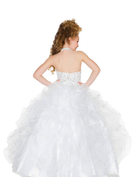 Mac Duggal - GIRLS BEADED RUFFLED GOWN