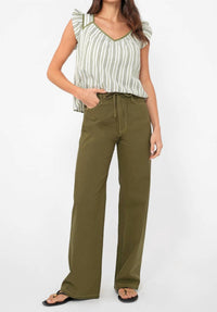 Greylin - Olga Stripe Flutter Sleeve Top