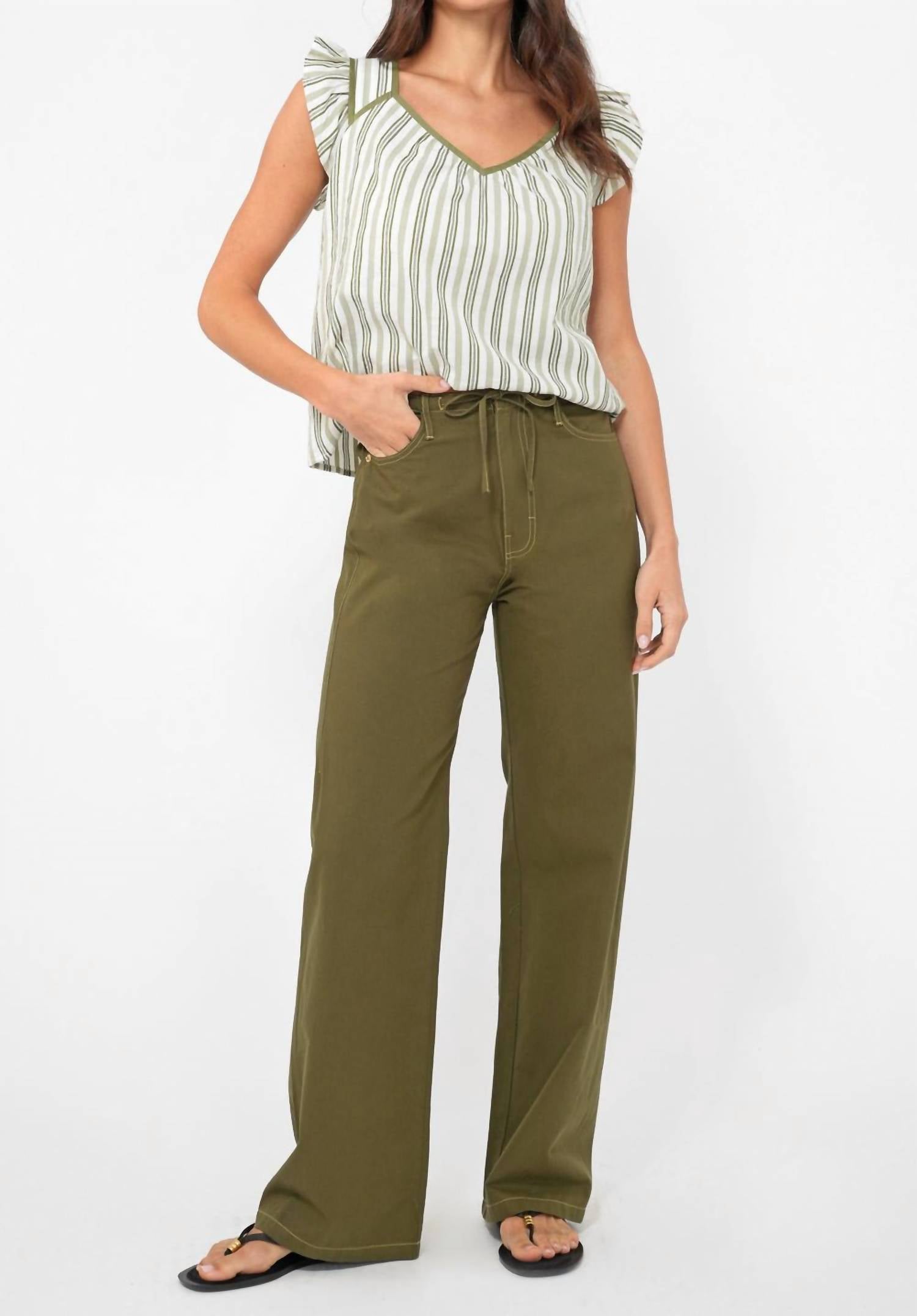 Greylin - Olga Stripe Flutter Sleeve Top