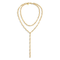 Eklexic - Women's Paper Clip Chain Layered Lariat Necklace