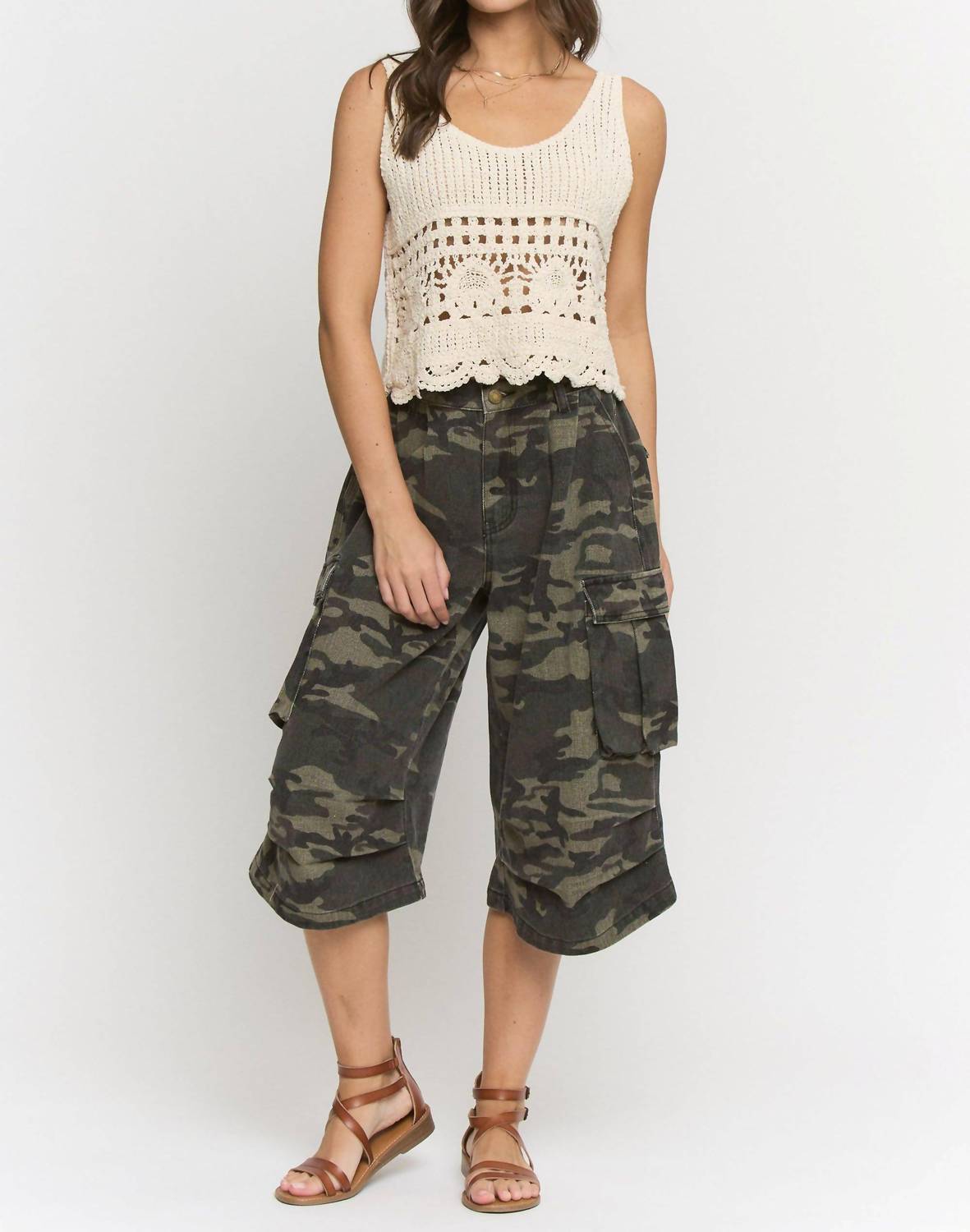 Jade By Jane - Camo Cargo Midi Pants - Plus
