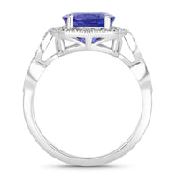 Diana M Jewels Women's Oval Natural Tanzanite Fashion Ring (3.85 Ct) - Signature Plus in 14k white gold - women's jewelry - detail view