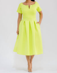 Karen T Design Pleated Midi Dress in yellow - women's dress - view 6