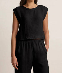 Velvet by Graham & Spencer Linen Top in black - women's tank top