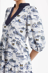SMITH & QUINN Tory Mini Dress in michigan gameday toile - women's dress - view 7