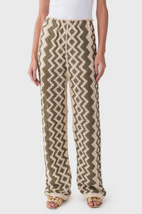 RD Style Kya Crochet Pants in natural green - women's pants