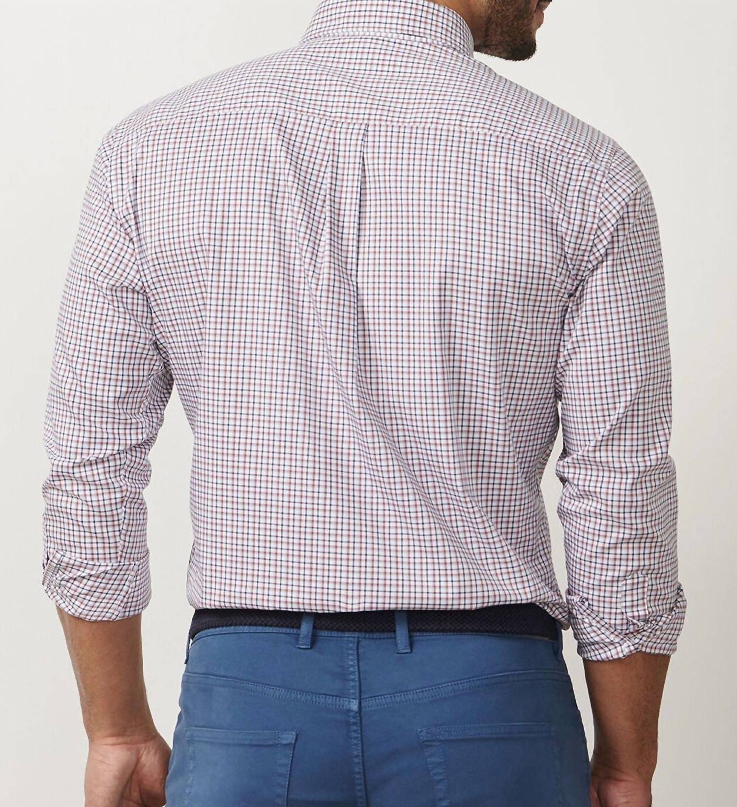 PETER MILLAR Julian Crown Lite Cotton-stretch Sport Shirt in navy - men's shirt - detail view