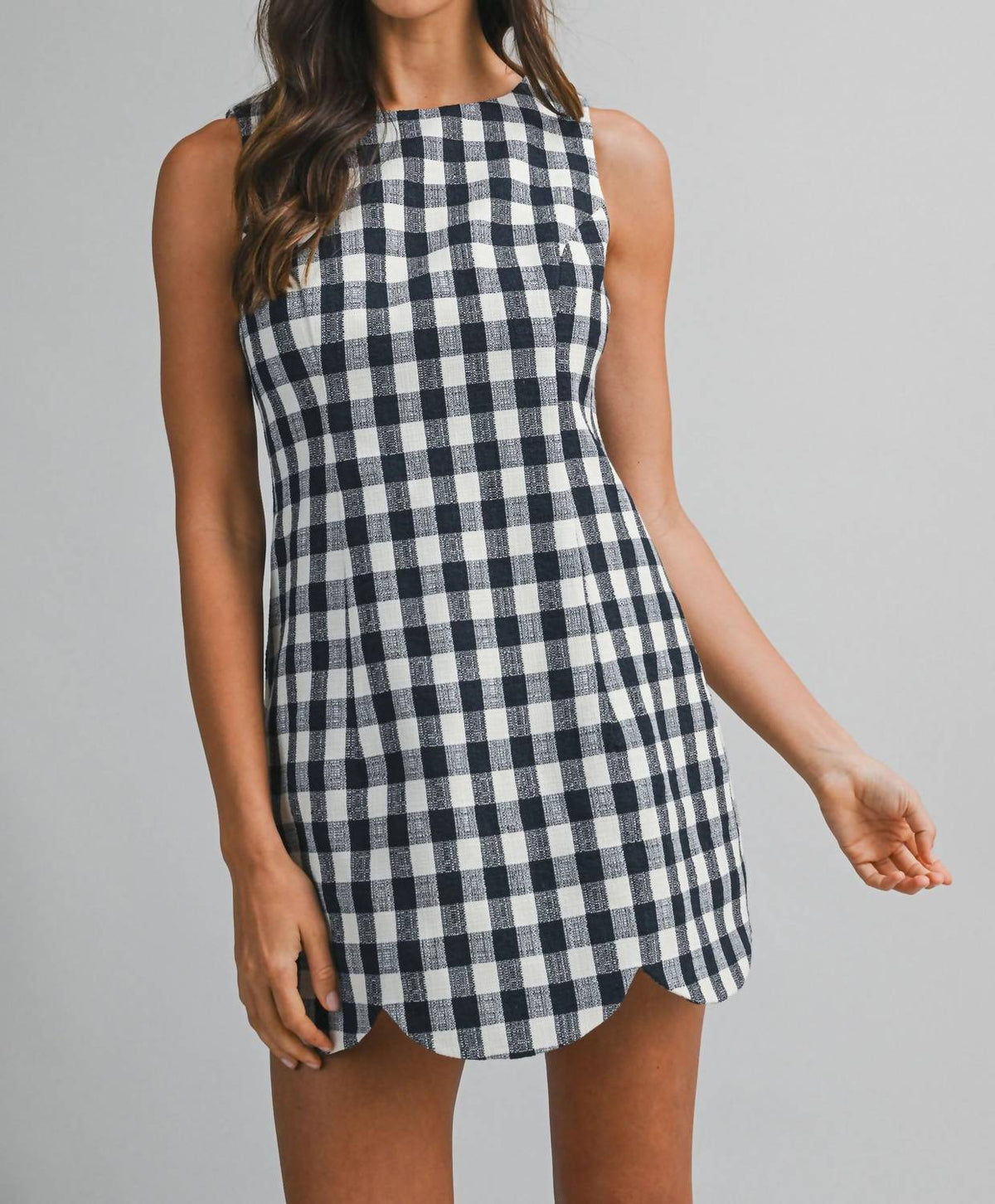 Mable - Plaid Expectations Scallop Hem Dress