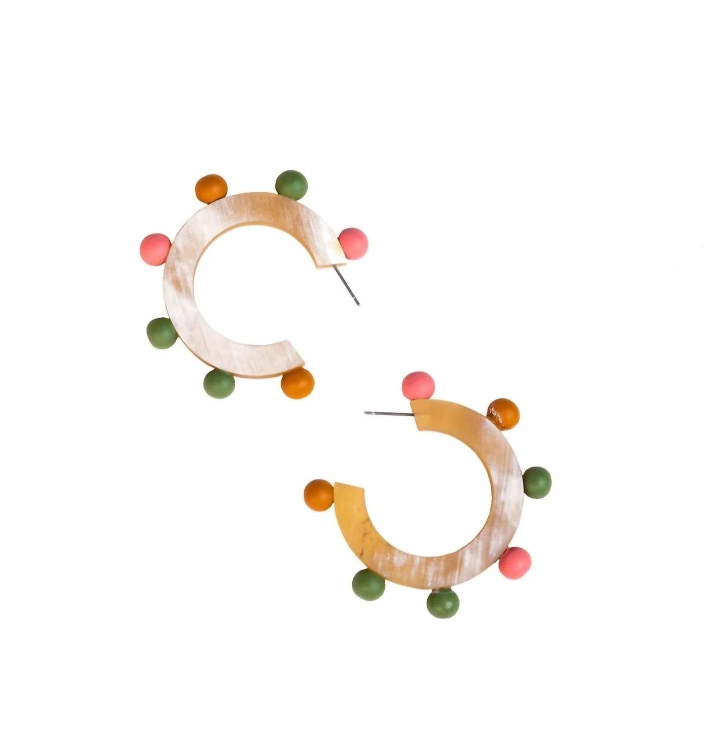 Sunshine Tienda - Women's Rainbow Bead Hoop Earrings