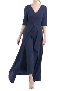 Kay Unger - Women's Walk Through Front Cutout Crepe Jumpsuit