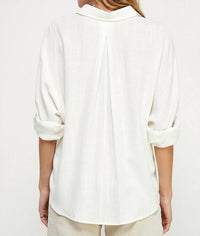 Allie Rose - Linen Blend Long Sleeve Roll Tab Dolman Shirt
