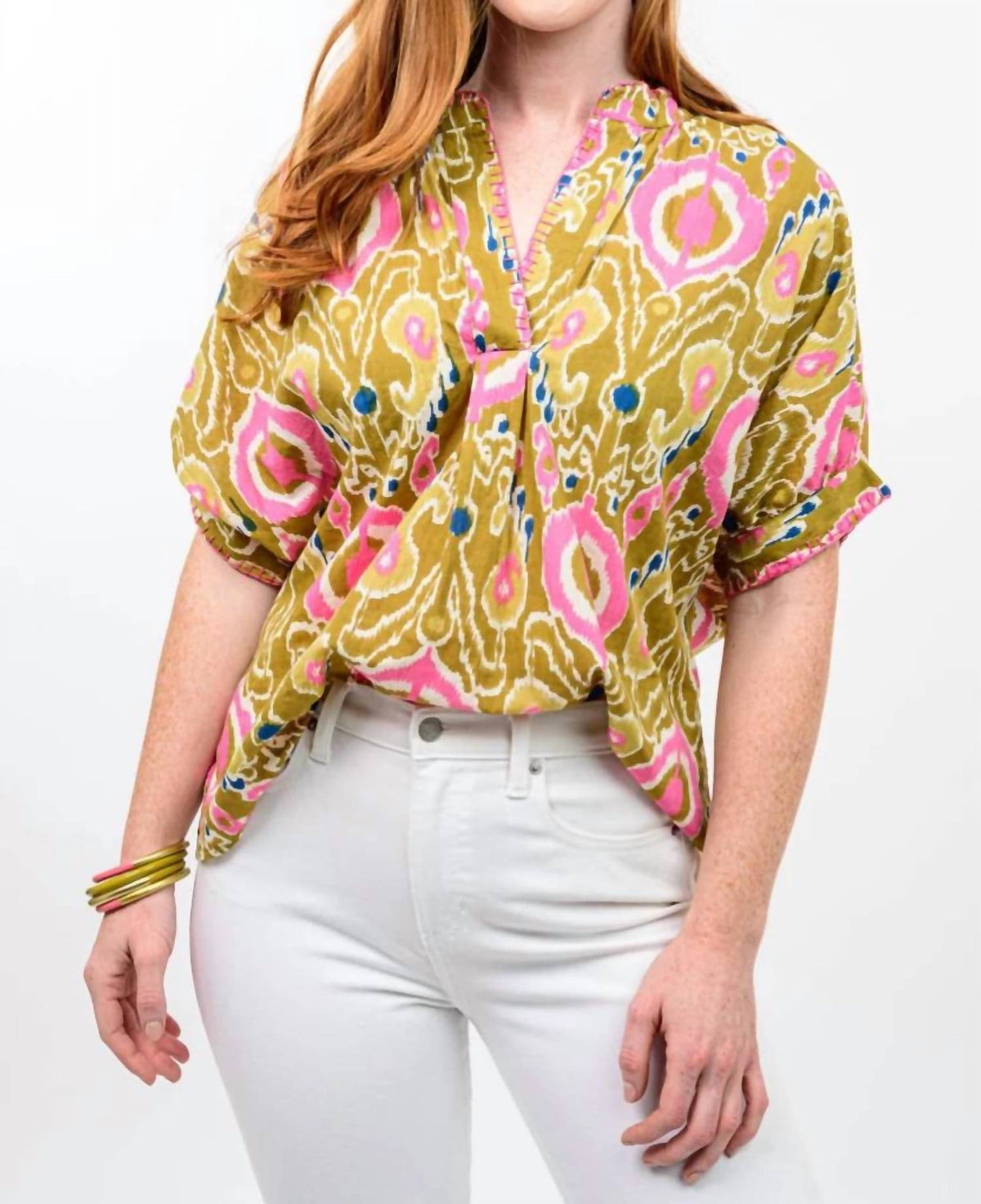 Ivy Jane - Ikat V-neck Popover Top