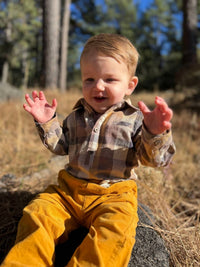 Me & Henry - Boy's Jasper Long Sleeve Woven Onesie