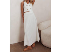 One And Only Collective - Button Detail Vest And Maxi Skirt Set