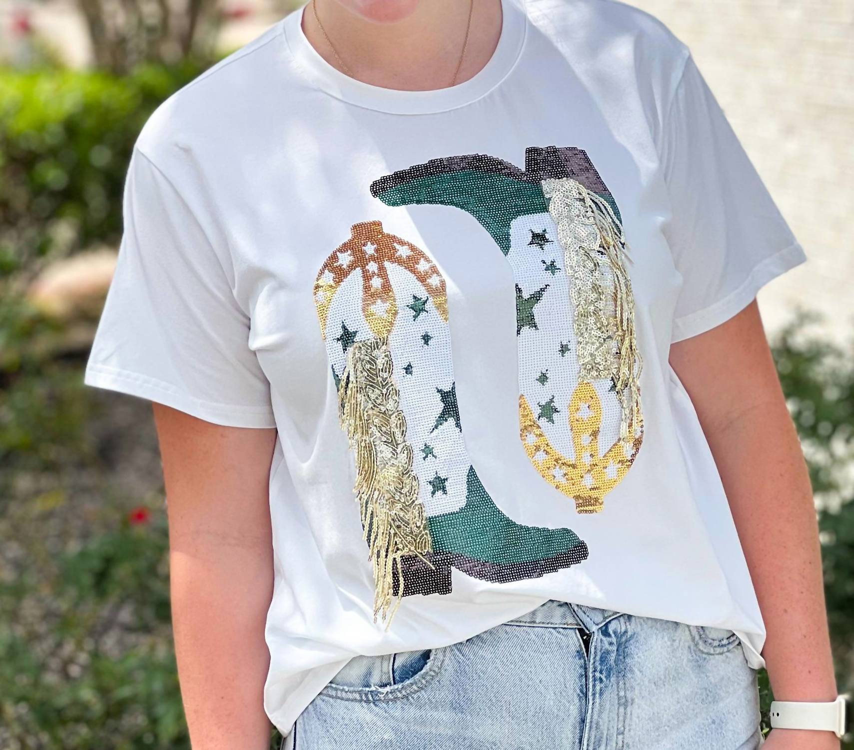 Queen Of Sparkles - Fringe Boot Tee