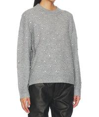 PISTOLA Aura Long Sleeve Sweater in charcoal diamante - women's sweater - detail view
