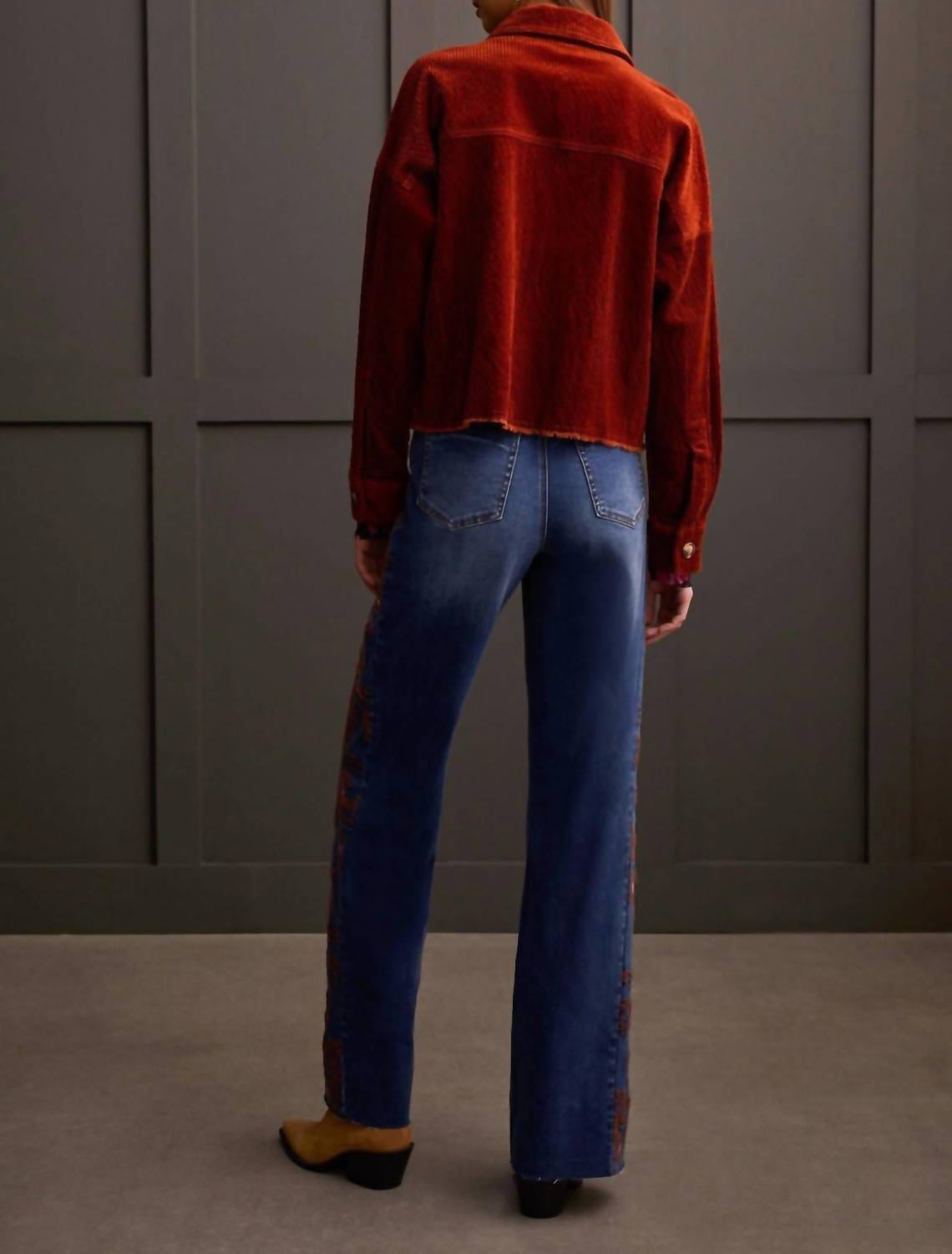 Tribal - Crop Denim Shacket With Patch Pockets