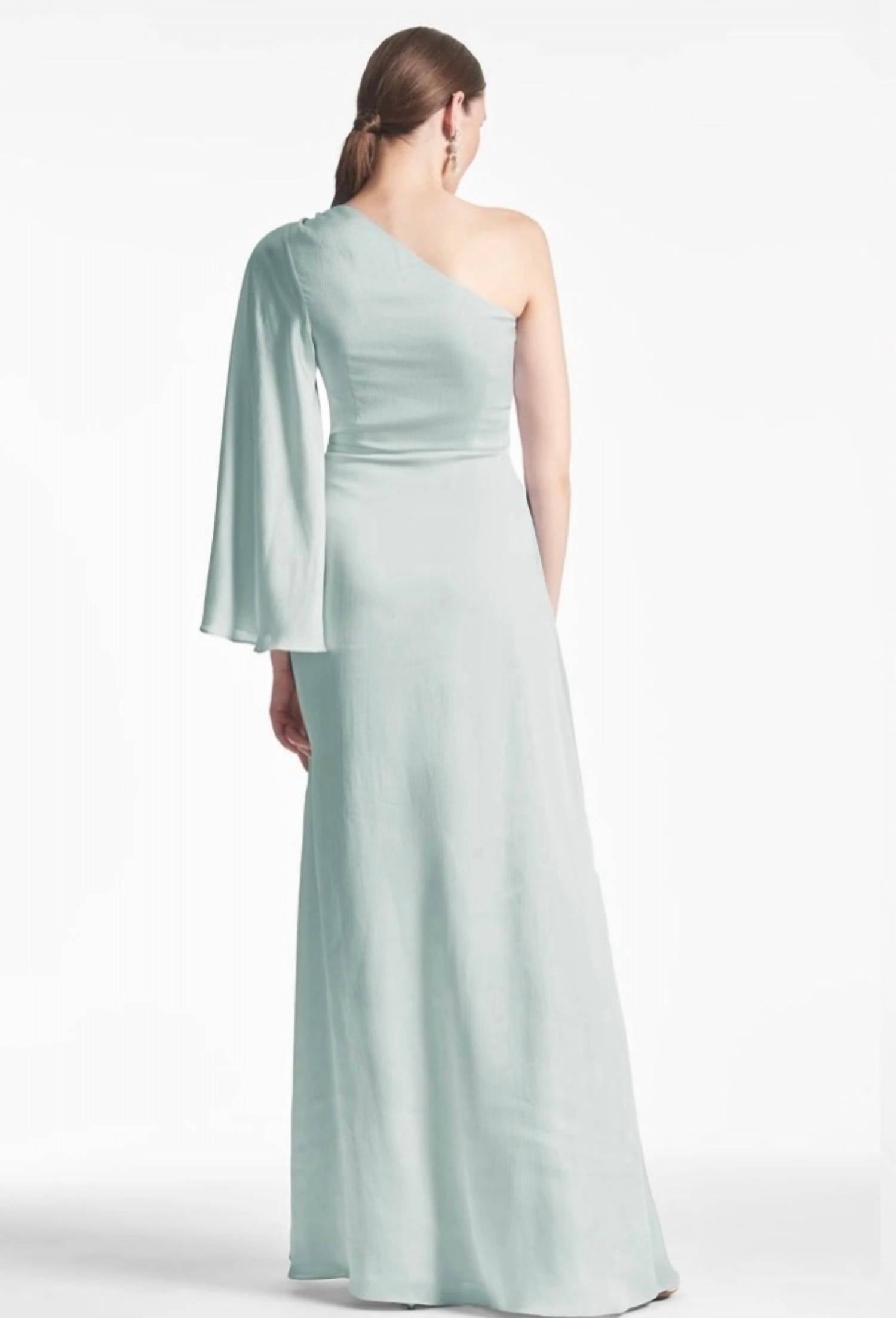 SACHIN & BABI Keely One-shoulder Gown in jade - women's dress - detail view