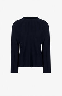 Iris Setlakwe Women's Merino Blend Bell Sleeve Sweater in navy - women's sweater