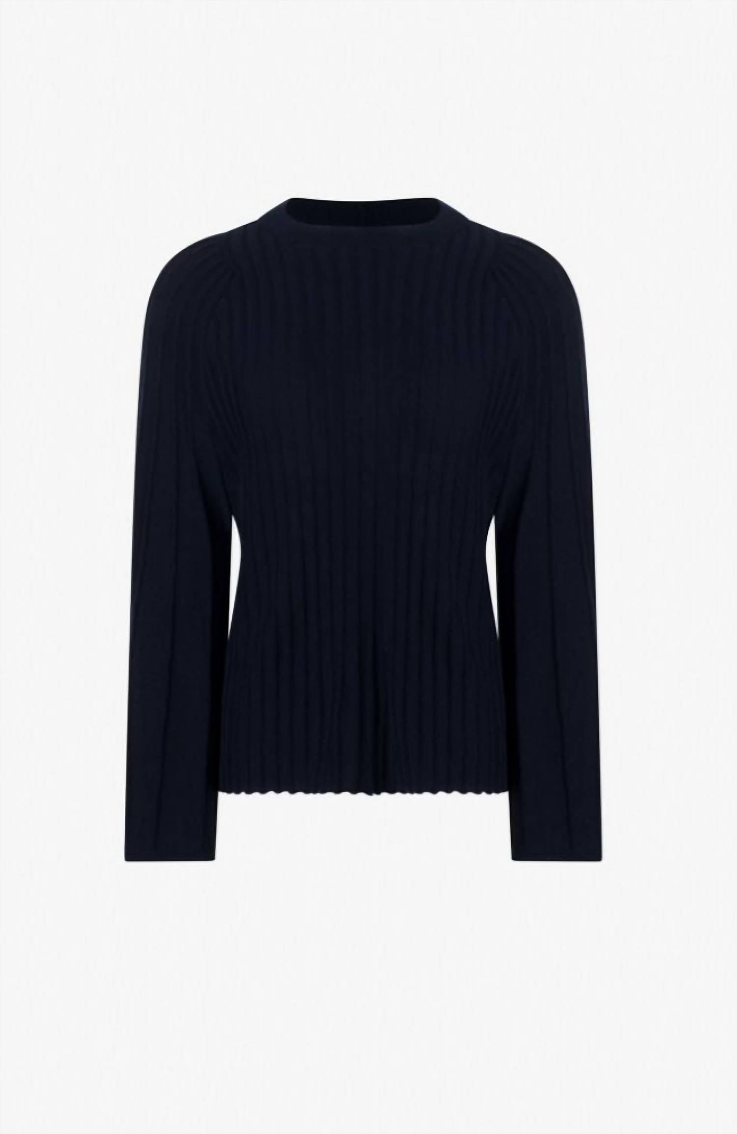 Iris Setlakwe Women's Merino Blend Bell Sleeve Sweater in navy - women's sweater