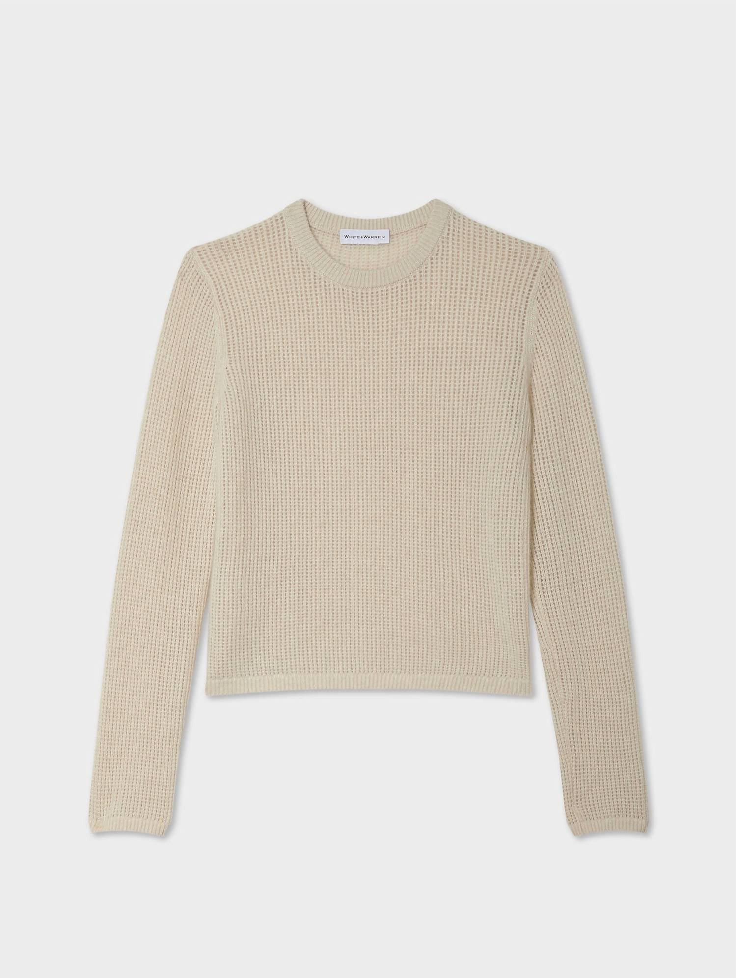 White + Warren - Cashmere Waffle Mesh Crew Sweater