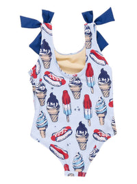 PINK CHICKEN Girl's Summer Treats Shelly Swimsuit in navy - kids' item - detail view