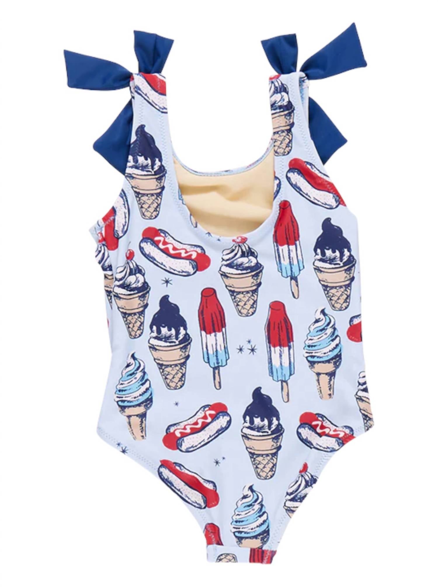 PINK CHICKEN Girl's Summer Treats Shelly Swimsuit in navy - kids' item - detail view