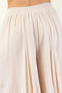 Easel - Ruffle Rayon Linen Wide Palazzo Pants