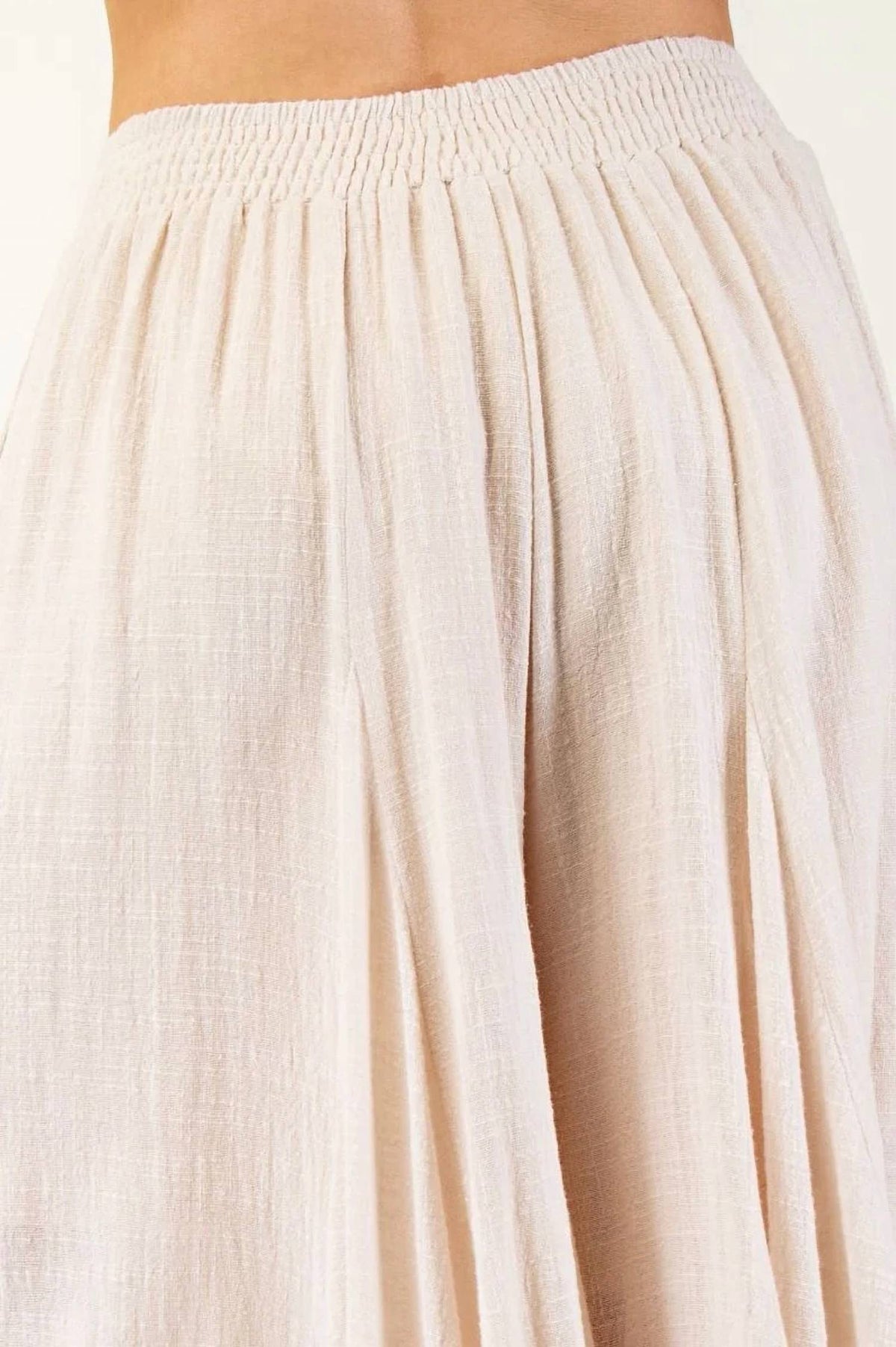 Easel - Ruffle Rayon Linen Wide Palazzo Pants