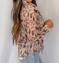 Blue B - Painted Desert Western Chiffon Button-up Blouse