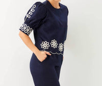 Karen Kane - Embroidered Blouson Sleeve Scallop Top