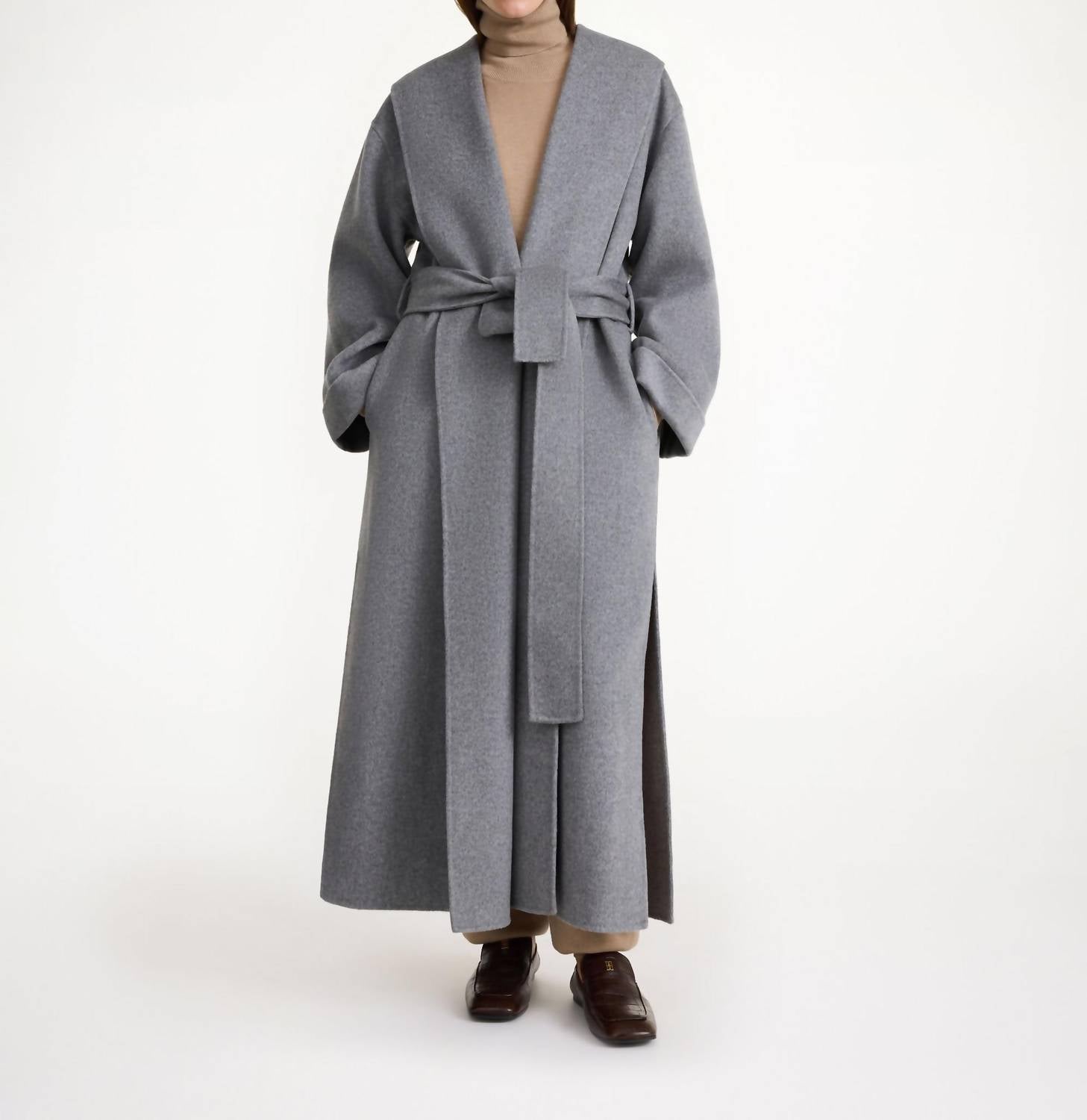 BY MALENE BIRGER Women's Trullem Belted Wool Coat in grey - women's jacket