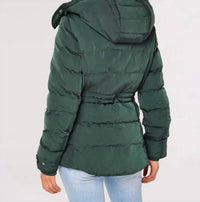APRICOT Hooded Puffer Jacket With Sinched Waist in green - women's jacket - view 4