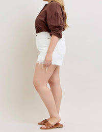 Judy Blue High Waist Rigid Magic Cell Phone Pocket Dad Denim Short in white - women's shorts - view 7