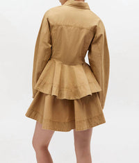 Ganni - Washed Stretch Cotton Peplum Shirt