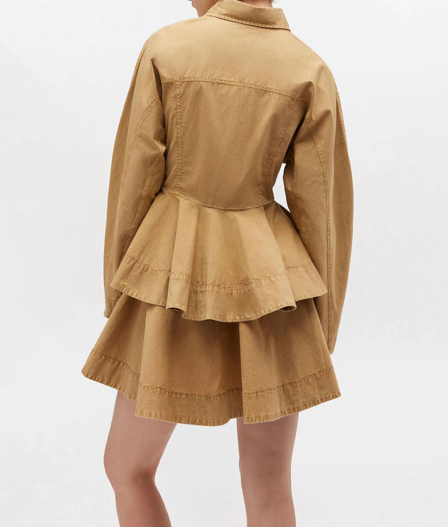 Ganni - Washed Stretch Cotton Peplum Shirt