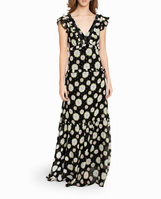 Nicole Miller - Hazy Daisy Ruffle Maxi Dress