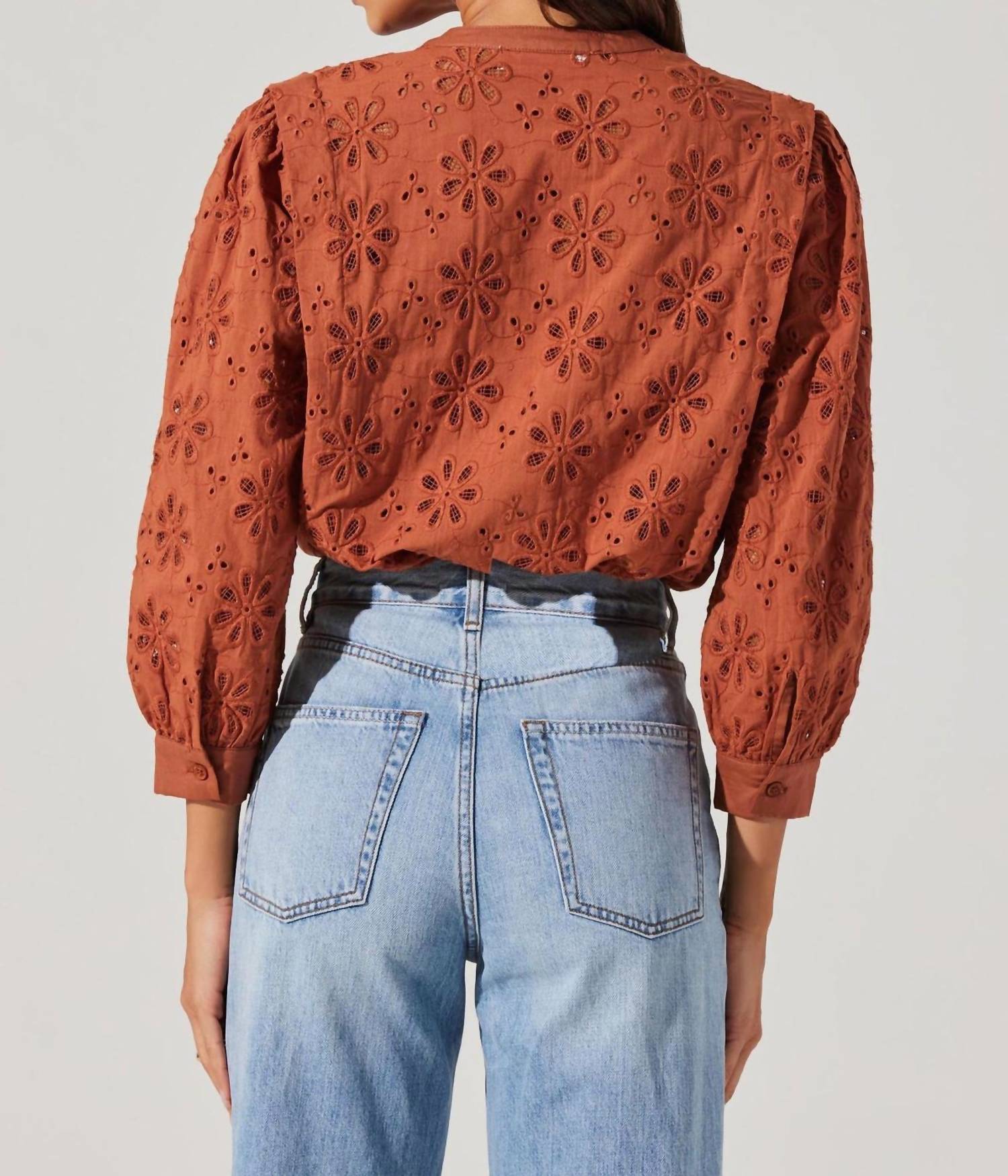 Astr - Savanna Eyelet Button Up Top