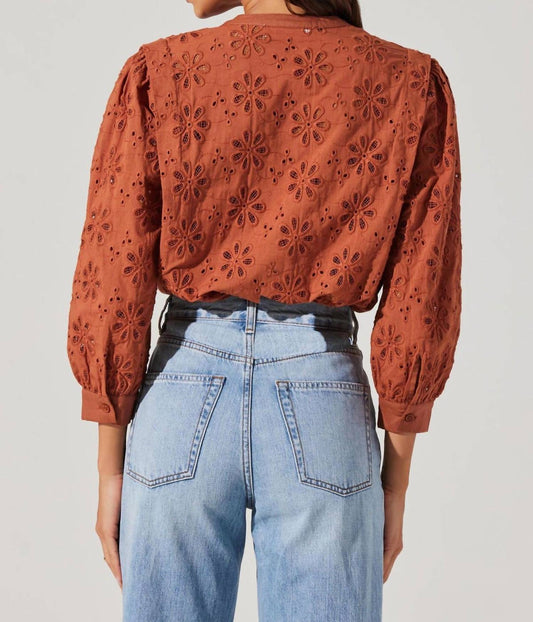 Astr - Savanna Eyelet Button Up Top