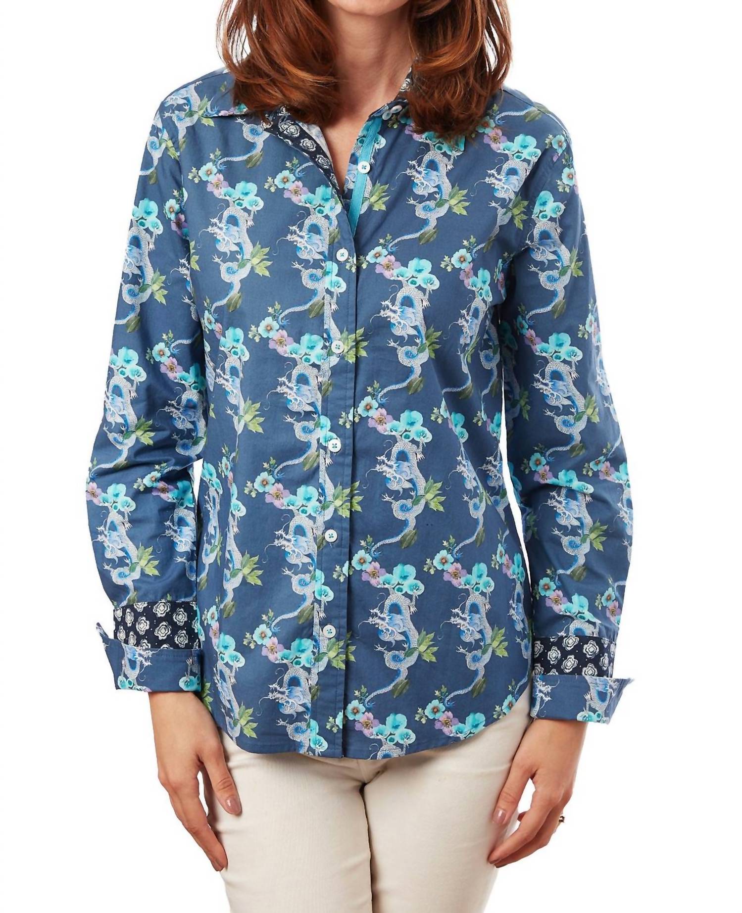 Dizzy-Lizzie Rome Shirt in navy dragon - women's blouse