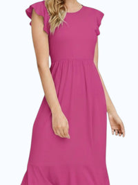 Reborn J - Buttery Soft Solid Ruffled Cap Sleeve Dress