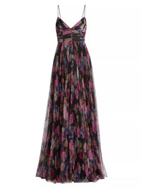 Ml Monique Lhuillier - Yvonne Floral Pleated Tulle Gown