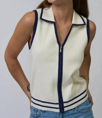 Central Park West - Allie Sleeveless Collared Zip Up Top