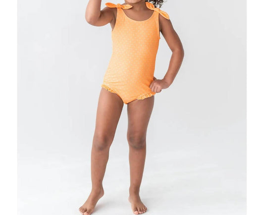 Rufflebutts - Ruffle Butts Polka Dot Shoulder Tie One Piece Swimsuit