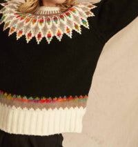 En Creme - Fern & Feather Pattern Knit Sweater