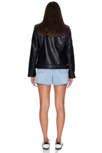 WithBlack Melissa Faux Leather Biker Jacket in black - women's jacket - view 4