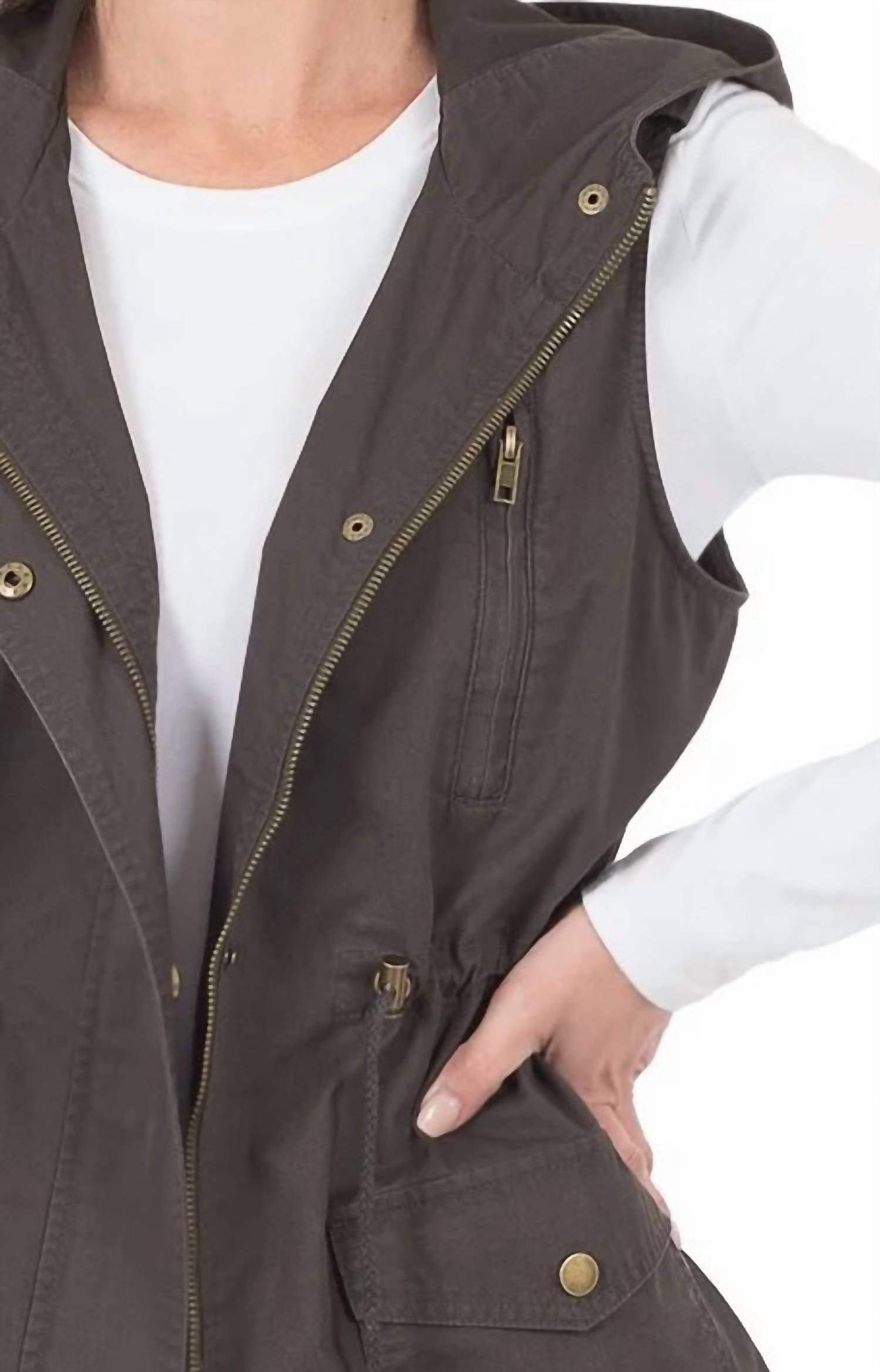 Zenana - Drawstring Waist Hoodie Vest