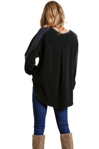 Umgee - Layered Frayed Hem Top